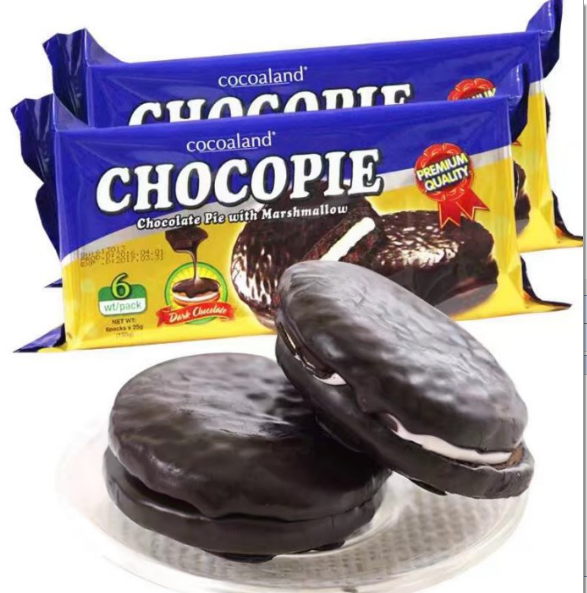 Bread, pastry，Chocolate pie 150g（6 pieces per pack）， Delicious and filling，Substitute meal to fill the stomach，Cocoaland Chocolate pie，Office snacks，Afternoon tea，Snack food，