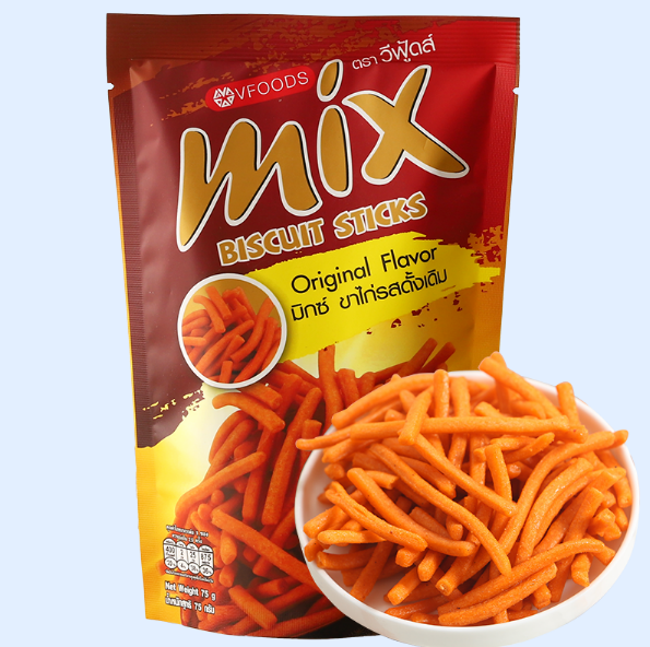 Biscuit，Biscuit bar，VFOODS Crispy biscuit bar 75g，Original flavor and Spicy chicken flavor，Crispy and delicious，Snack food，Puffed snacks，Office Afternoon tea，
