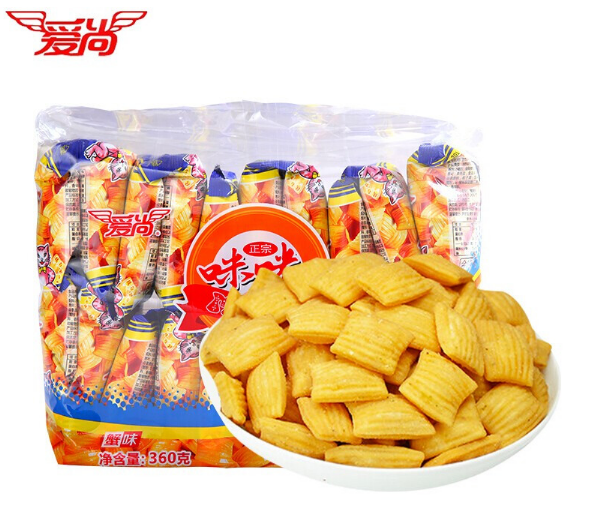 AIShang Mimi biscuit 360g（Shrimp-flavored biscuit strip 360g、Crab-flavored biscuit  360g）