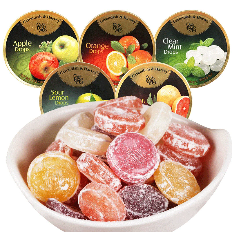 Cavendish&Harvey Fruit candy strawberry filling flavor 210g；tropical mixed fruit flavor 220；gfour seasons fruit flavor 200g   Snack food  Children's snacks