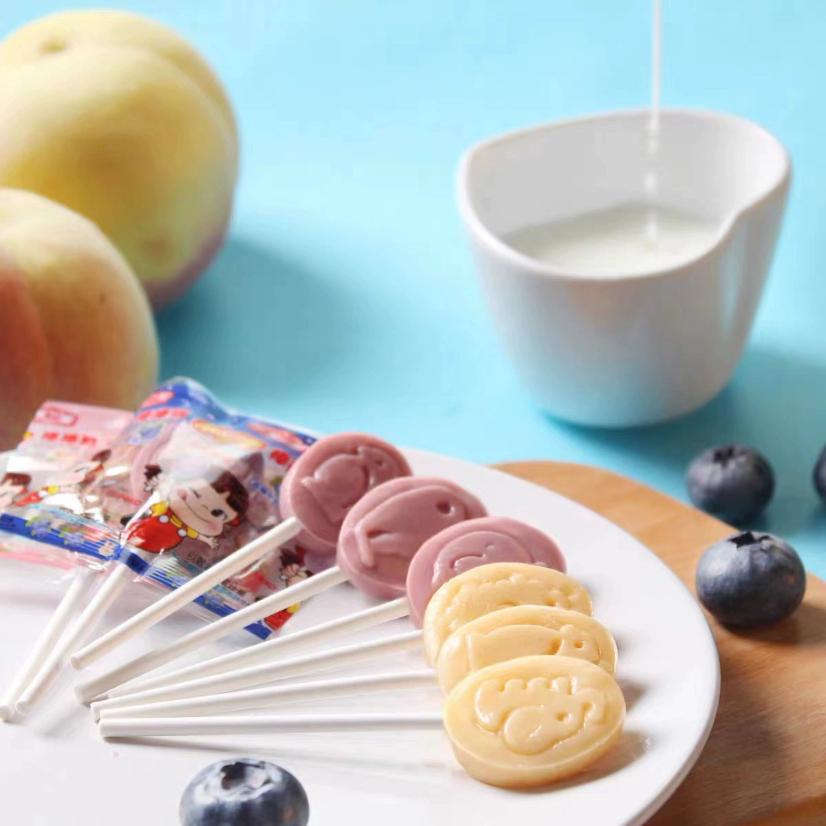 Fujiya Milk Loliipop（Mango & Strawberry）116g，20 per pack，Snack food、Afternoon tea、 Office snacks、Children's snacks