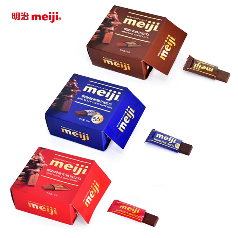 Meiji milk chocolate 75g（milk chocolate；strawberry flavor ；Dark Chocolate；special strong milk chocolate）Snack food、Afternoon tea、 Office snacks、Children's snack