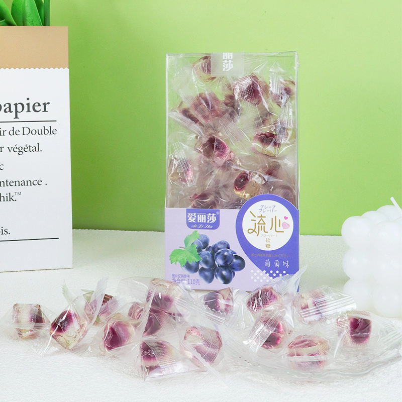 Ailisha Fruit gummy candys；Grape flavor 110g，Peach flavored 110g