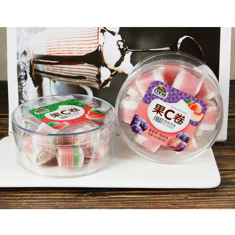 DanJiaYuan fruit rolled candy ；strawberry flavor + Mango flavor 140g、grape flavor + peach flavor 140g