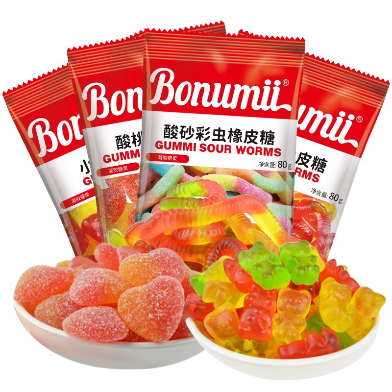 Bonumii Gummy candy 150g，acid sandworm Gummy 150g，Gummy Bear 150g  Snack food、Afternoon tea、 Office snacks、Children's snacks