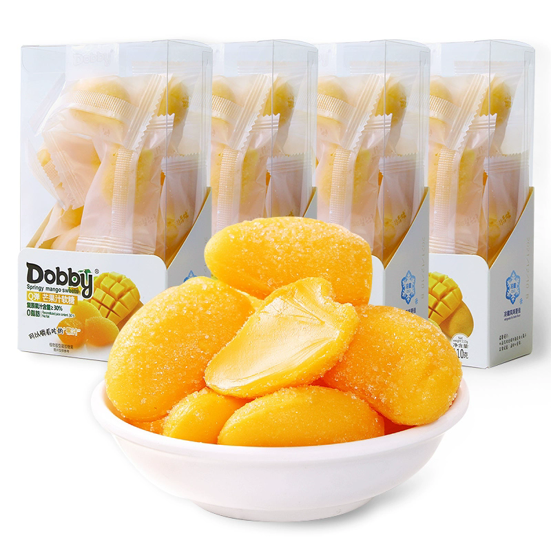 Gummy，Fruit juice gummy candy 110g，Mango and orange flavor，Dobby Fruit juice gummy candy Sour and sweet; delicious，Snack food，Children's snack，Afternoon tea and office snacks