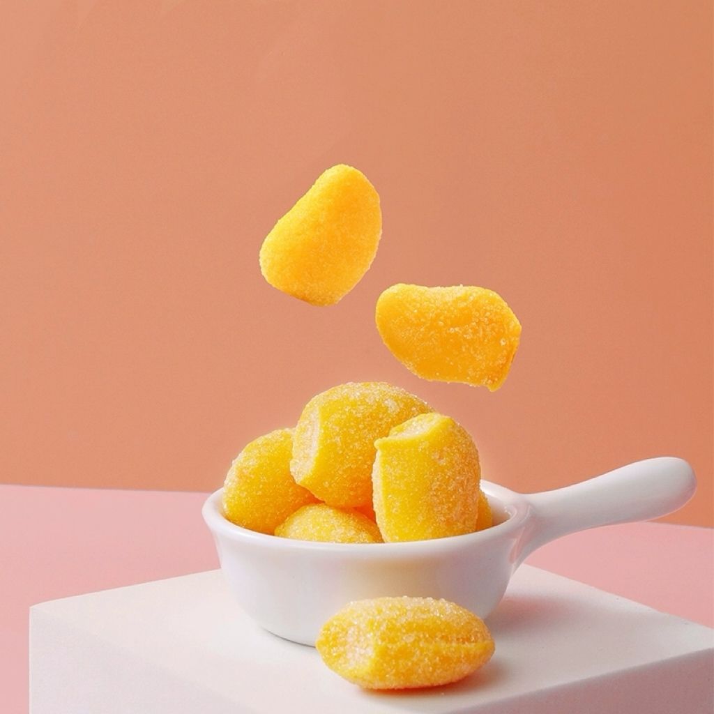 Gummy，Fruit juice gummy candy 110g，Mango and orange flavor，Dobby Fruit juice gummy candy Sour and sweet; delicious，Snack food，Children's snack，Afternoon tea and office snacks