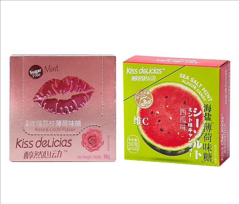 HaiYi Mint candy 50g (sea salt and watermelon flavor 50g、Rose lychee flavor 50g）Snack food、Afternoon tea、 Office snacks、Children's snacks