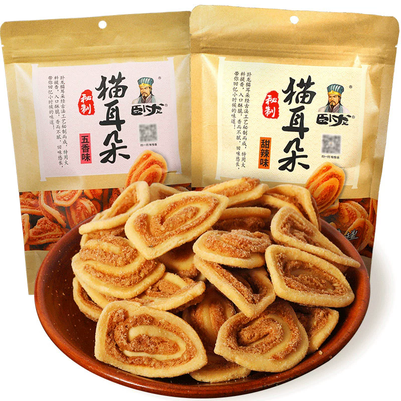 WoLong Cat'Ear cookies 280g Crunchy and fragrant Snack food、Afternoon tea、 Office snacks、Children's snacks