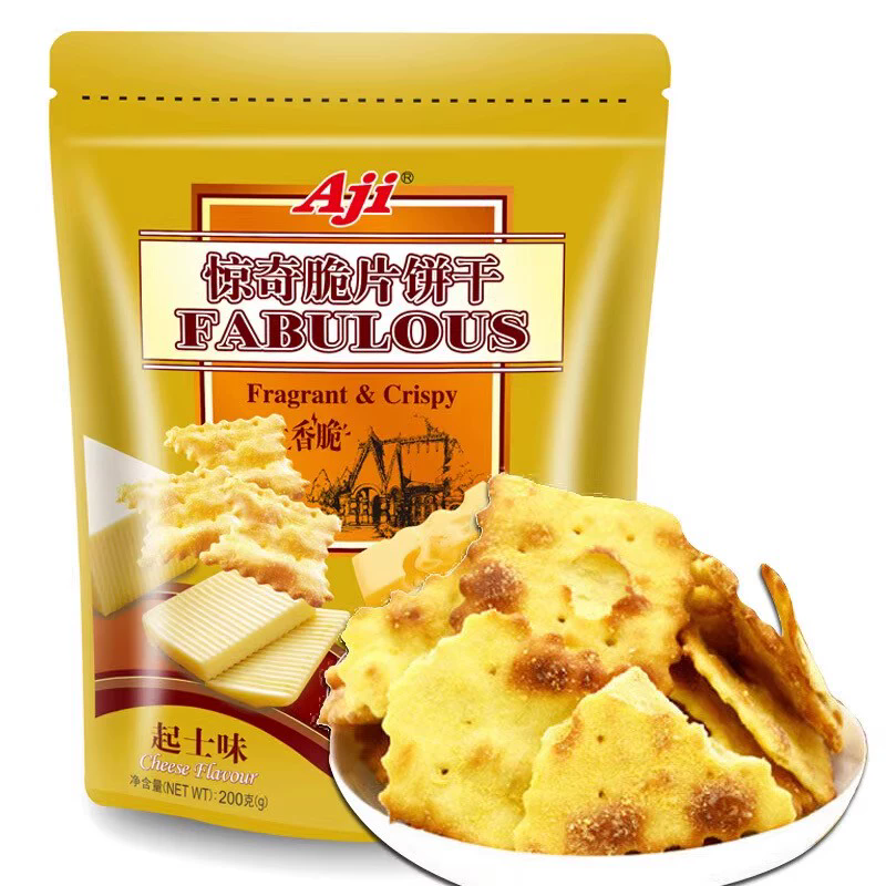 Crisp cookie， biscuit 200g， Cheese flavor and kimchi flavor， AJI crispy biscuit， crispy and delicious，Snack food，Afternoon tea，Office snacks，Children's snack，Satiate one's hunger