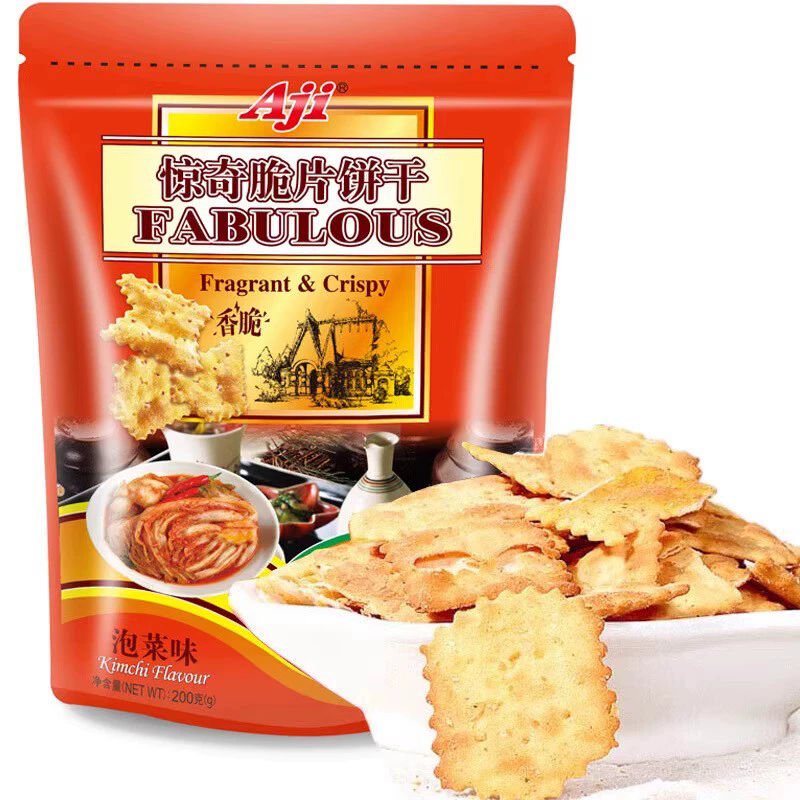 Crisp cookie， biscuit 200g， Cheese flavor and kimchi flavor， AJI crispy biscuit， crispy and delicious，Snack food，Afternoon tea，Office snacks，Children's snack，Satiate one's hunger