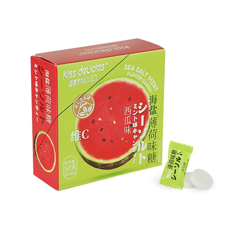 HaiYi Mint candy 50g (sea salt and watermelon flavor 50g、Rose lychee flavor 50g）Snack food、Afternoon tea、 Office snacks、Children's snacks