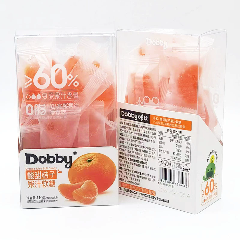 Gummy，Fruit juice gummy candy 110g，Mango and orange flavor，Dobby Fruit juice gummy candy Sour and sweet; delicious，Snack food，Children's snack，Afternoon tea and office snacks