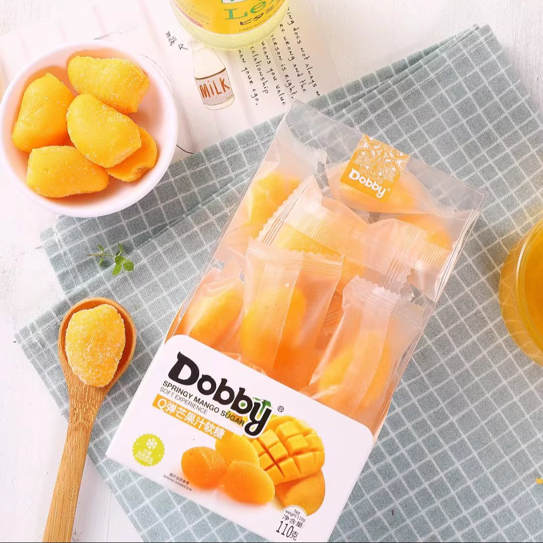 Gummy，Fruit juice gummy candy 110g，Mango and orange flavor，Dobby Fruit juice gummy candy Sour and sweet; delicious，Snack food，Children's snack，Afternoon tea and office snacks