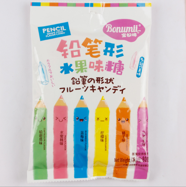 Bonumii Pencil-shaped fruit soft candy 80g  Snack food、Afternoon tea、 Office snacks、Children's snacks