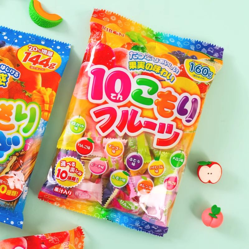 Ribon Fruit candys（soda flavore 152g、grape flavor 81.2g）Sweet fruit candy Snack food、Afternoon tea、 Office snacks、Children's snacks