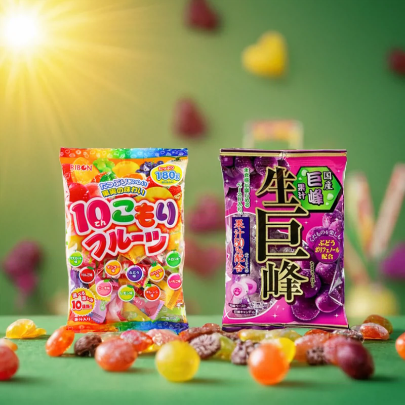 Ribon Fruit candys（soda flavore 152g、grape flavor 81.2g）Sweet fruit candy Snack food、Afternoon tea、 Office snacks、Children's snacks