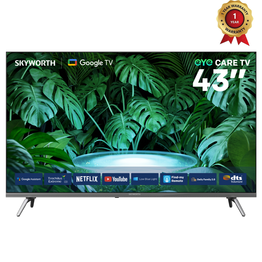 Skyworth 43E3500G, 43" FHD Smart Google TV, Black (1YR WRTY)