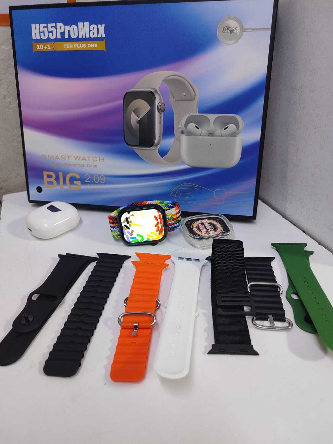 10+1 H55 ProMax smartwatch 2.09-inch with Airpods wireless earbuds