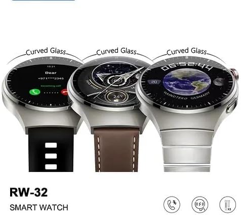 Watch 4 Pro (RW-32) Haino Teko Germany Smart Watch High Resolution AMOLED Display with 3 Straps (Stainless Steel+Leather+Silicone) (RW32 Silver)