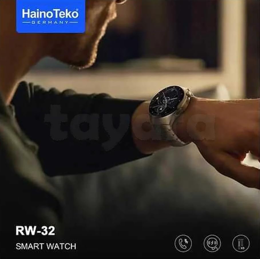 Watch 4 Pro (RW-32) Haino Teko Germany Smart Watch High Resolution AMOLED Display with 3 Straps (Stainless Steel+Leather+Silicone) (RW32 Silver)