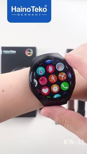 Watch 4 Pro (RW-32) Haino Teko Germany Smart Watch High Resolution AMOLED Display with 3 Straps (Stainless Steel+Leather+Silicone) (RW32 Silver)