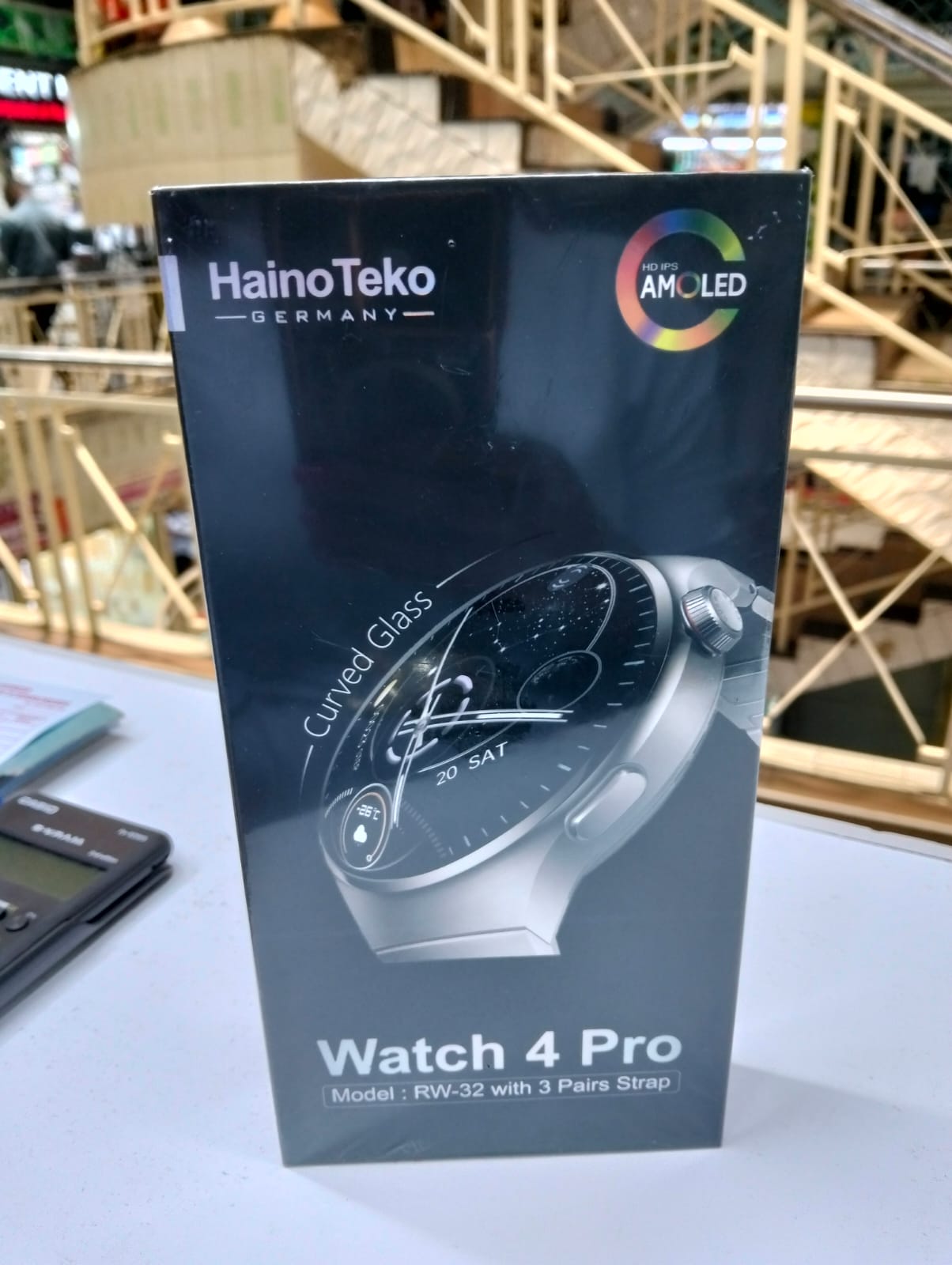 Watch 4 Pro (RW-32) Haino Teko Germany Smart Watch High Resolution AMOLED Display with 3 Straps (Stainless Steel+Leather+Silicone) (RW32 Silver)