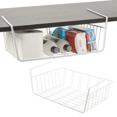 Iron Under Cabinet Storage Shelf, Multi-Purpose Wire Rack Organizer for Kitchen, Office & Home Use,