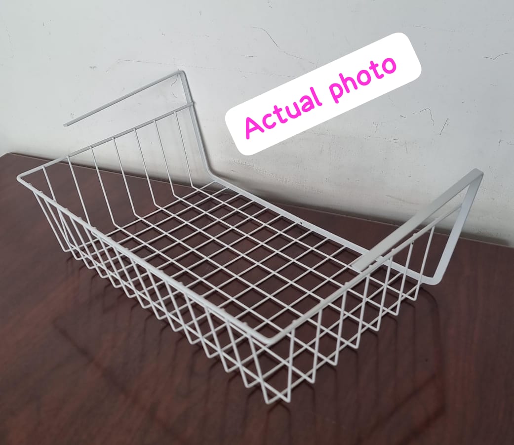 Iron Under Cabinet Storage Shelf, Multi-Purpose Wire Rack Organizer for Kitchen, Office & Home Use,