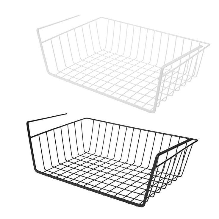 Iron Under Cabinet Storage Shelf, Multi-Purpose Wire Rack Organizer for Kitchen, Office & Home Use,
