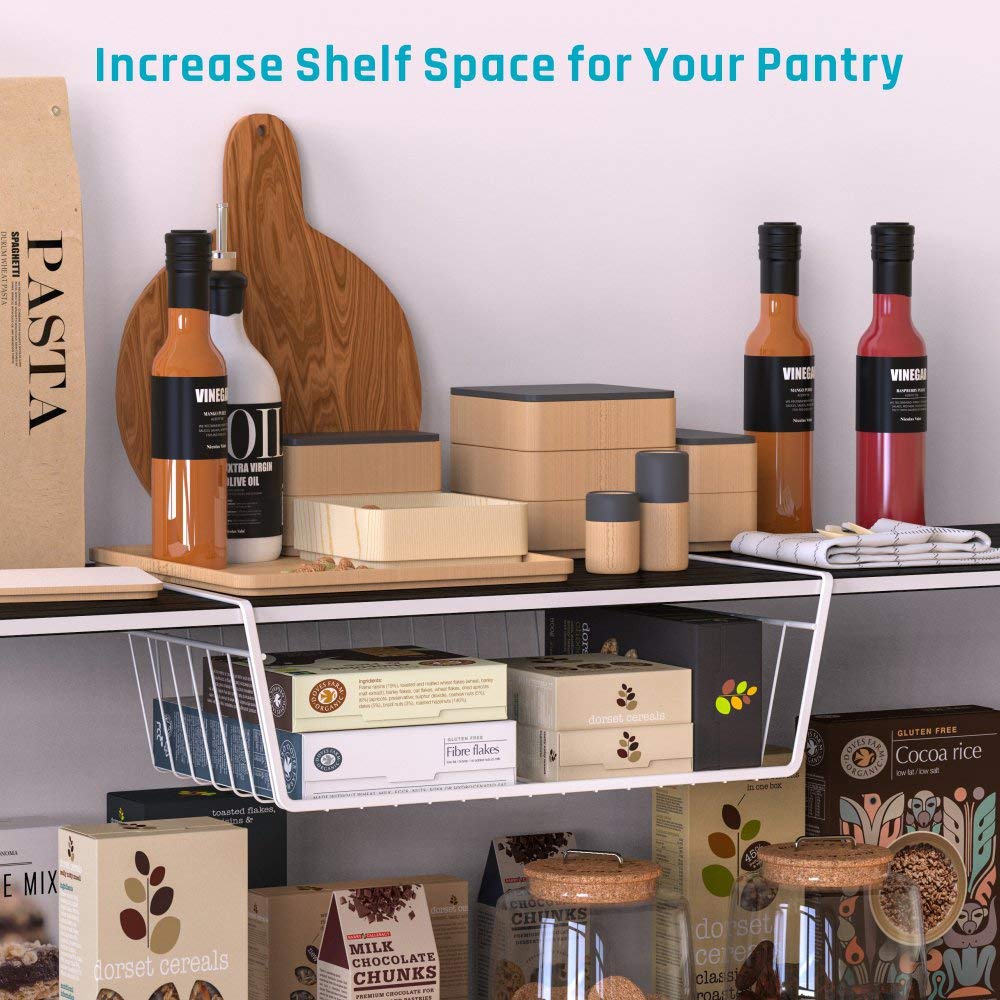 Iron Under Cabinet Storage Shelf, Multi-Purpose Wire Rack Organizer for Kitchen, Office & Home Use,