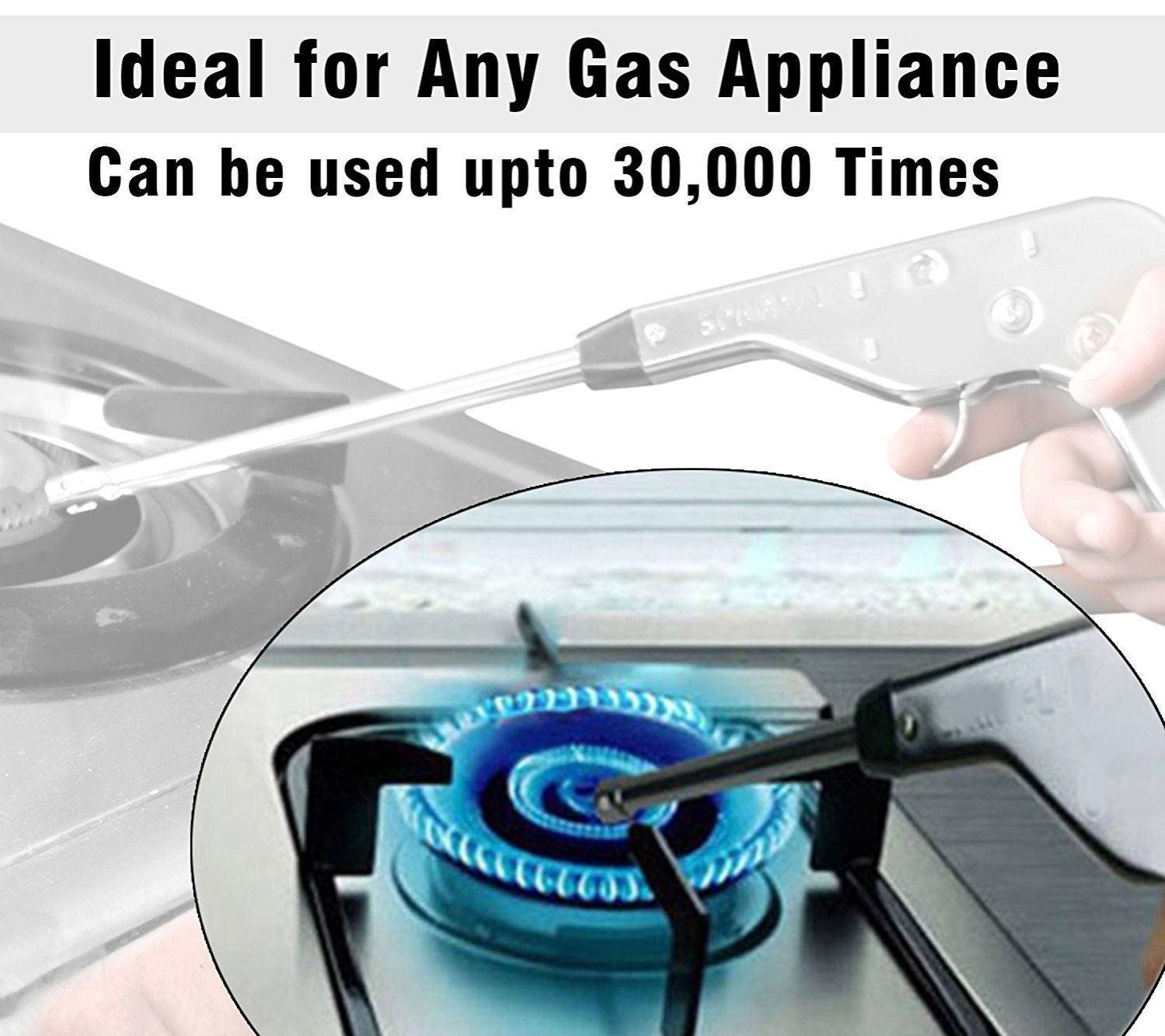 Stainless Steel Igniter Spark Lighter for Kitchen Stove (Silver, 27 cm)