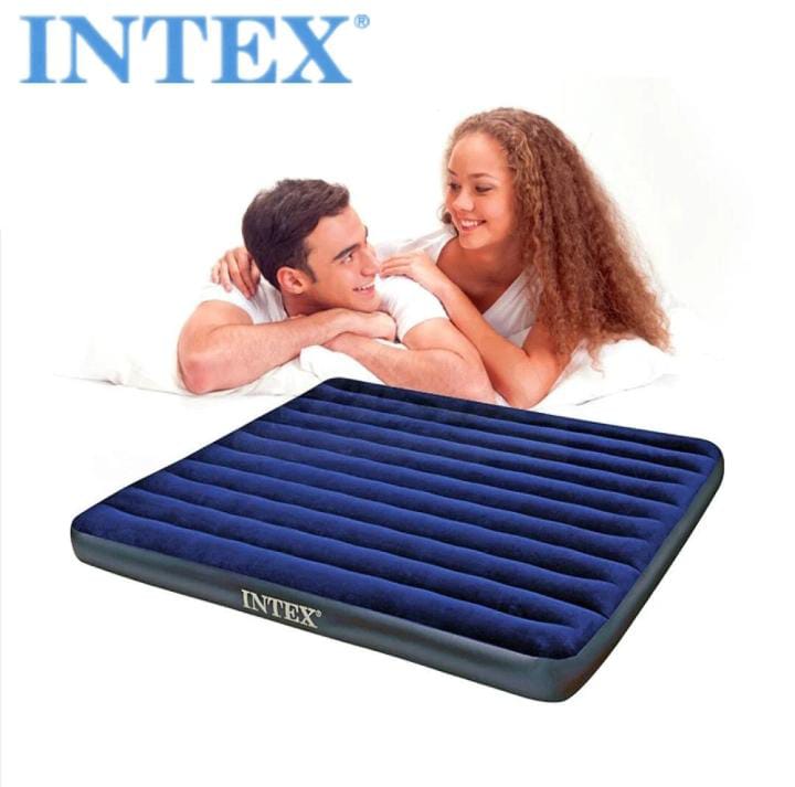 Intex Inflatable Full Classic Downy Bed Air Bed/Mattress, Blue
