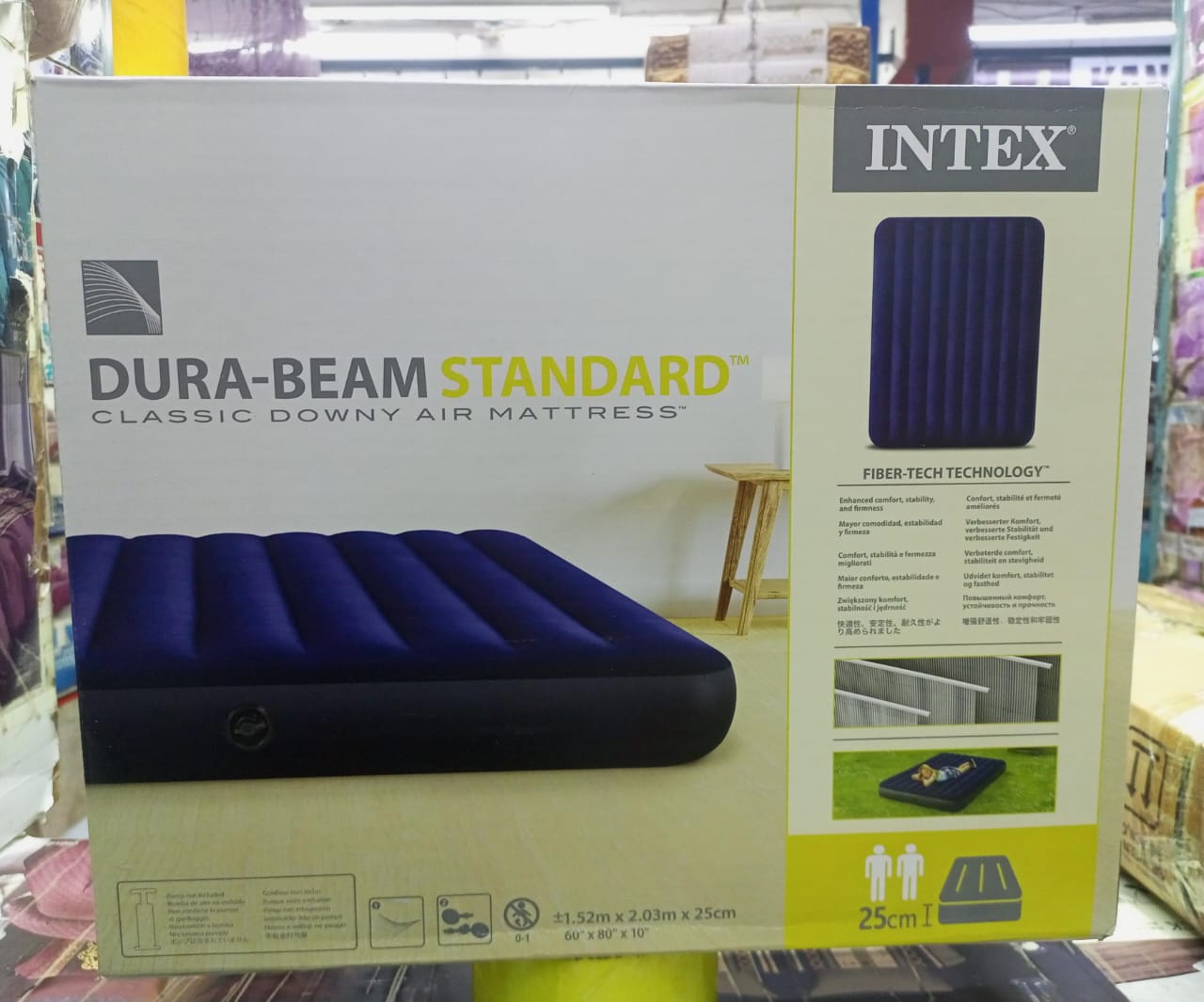 Intex Inflatable Full Classic Downy Bed Air Bed/Mattress, Blue