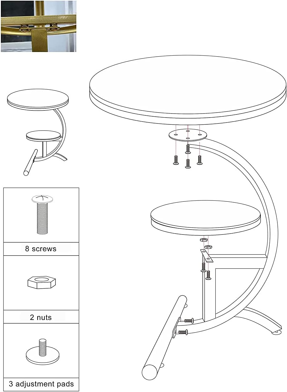 Luxury Marble Sofa Side Table 2 Tier Round Corner Table for Living Room Hotel Sofa End Bedside Table
