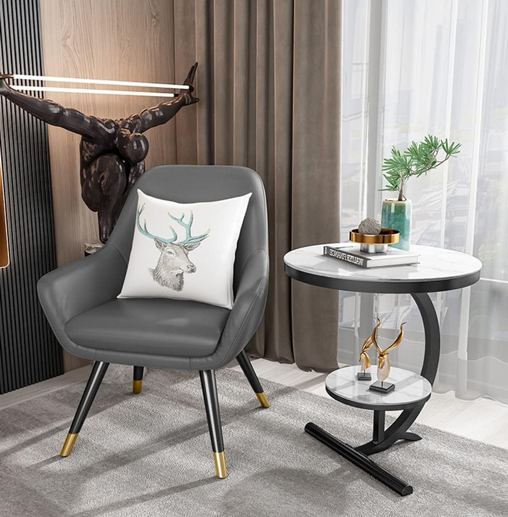 Luxury Marble Sofa Side Table 2 Tier Round Corner Table for Living Room Hotel Sofa End Bedside Table