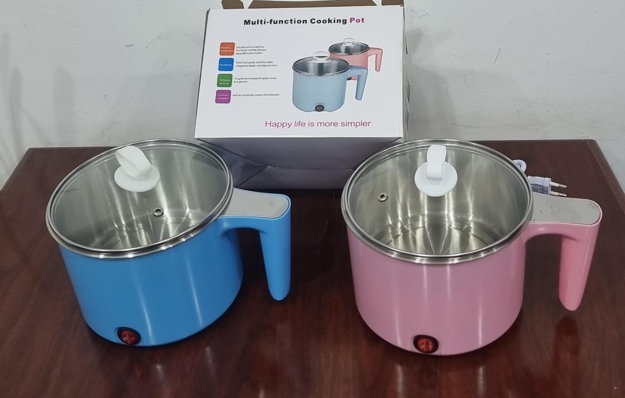 Electric Multifunction Cooking Pot 1.5 Litre 600-Watts, Multi-Purpose Cooker Mini Electric Cooker Steamer Cook pots for Cook Noodles/hot Pot/Rice Porridge for Home, Office and Travel