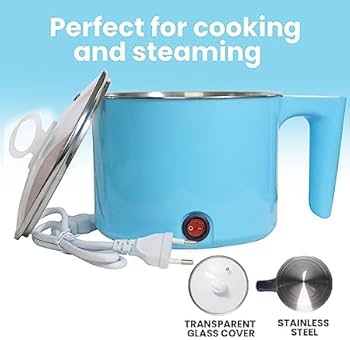 Electric Multifunction Cooking Pot 1.5 Litre 600-Watts, Multi-Purpose Cooker Mini Electric Cooker Steamer Cook pots for Cook Noodles/hot Pot/Rice Porridge for Home, Office and Travel