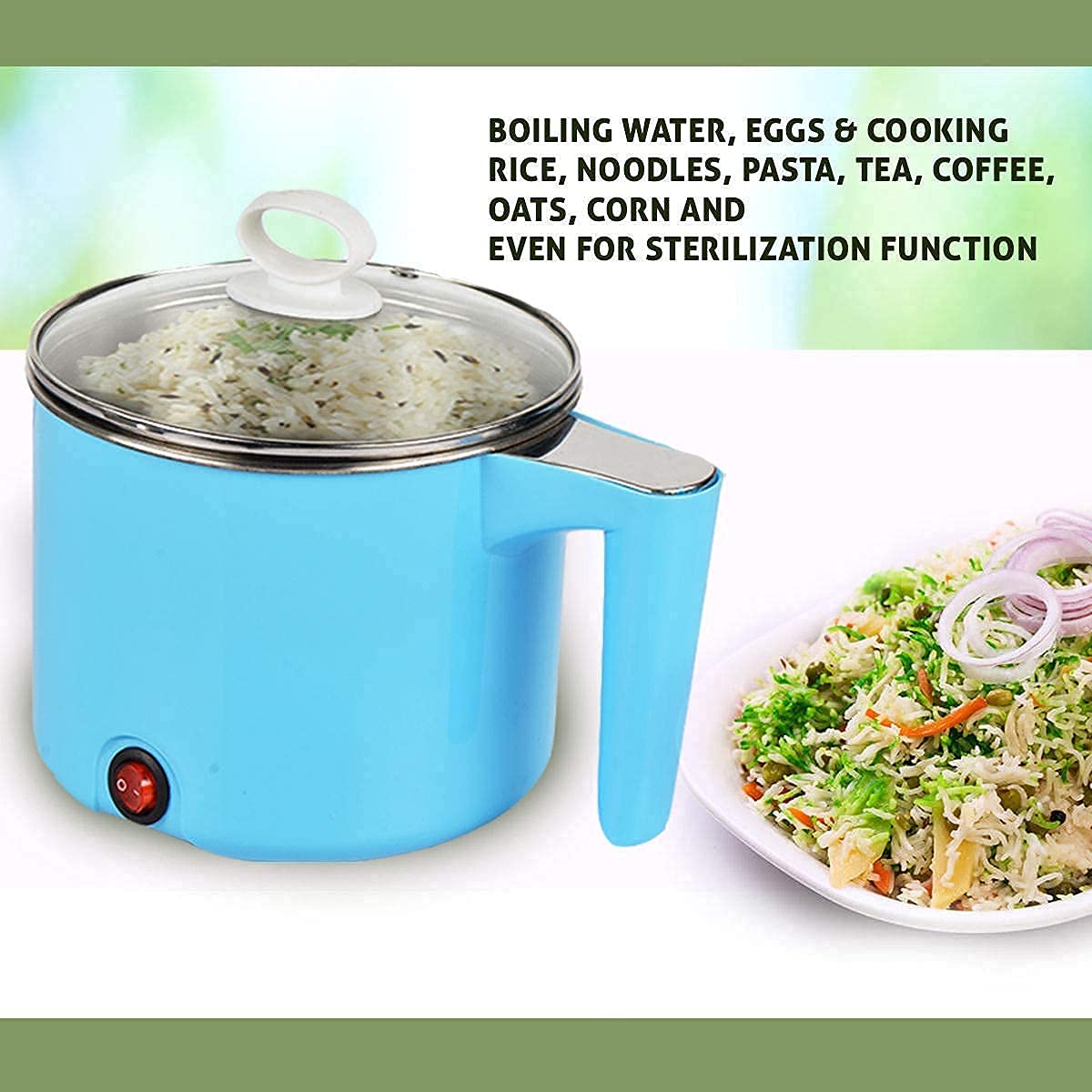 Electric Multifunction Cooking Pot 1.5 Litre 600-Watts, Multi-Purpose Cooker Mini Electric Cooker Steamer Cook pots for Cook Noodles/hot Pot/Rice Porridge for Home, Office and Travel