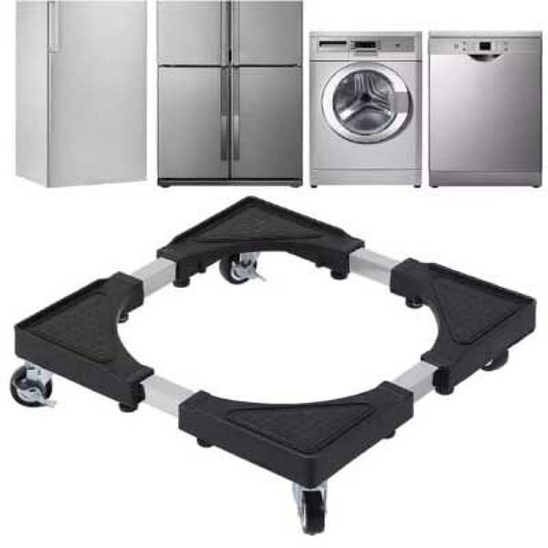 Universal Multi-Functional Adjustable & Expandable for Fully Automatic Washing Machine,Mini Refrigerator and Fridge Base Trolley Stand with Wheels (Stainless Steel)