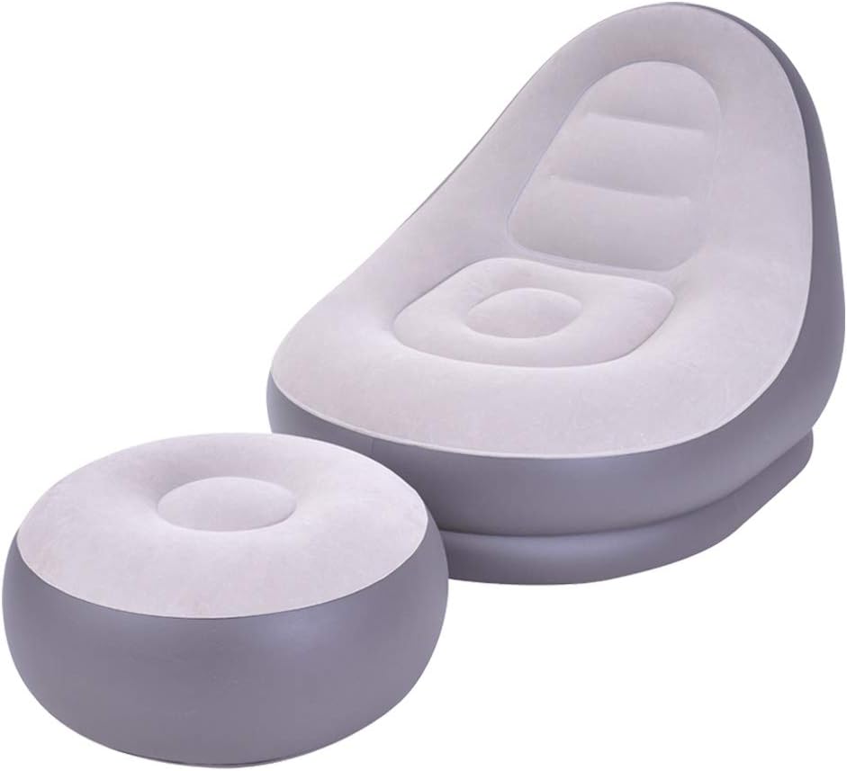 Inflatable 2-Piece Deluxe Lounger With Foot Stool/Perfect Chair For Gaming, Reading & Movie Watching/Lounger Size 116 x 98 x 83cm (L x W x H)