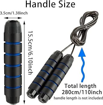 Jump Rope ，Angle-Free Ball Bearing Fast Rope Skipping Adjustable Memory Foam Anti Skid Handle Skipping Rope New Fitness Speed Rope for Men and Women Suitable for Aerobic Exercise