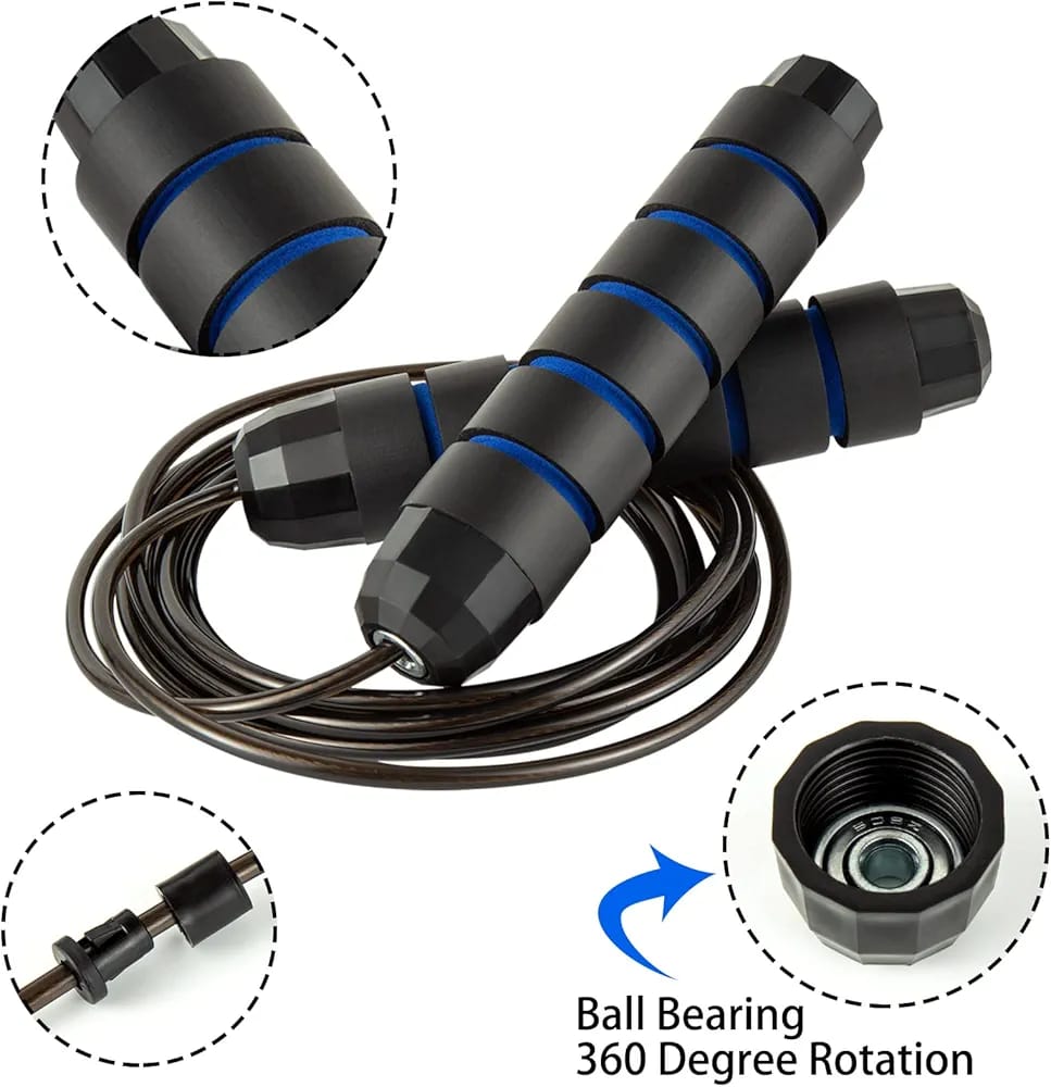 Jump Rope ，Angle-Free Ball Bearing Fast Rope Skipping Adjustable Memory Foam Anti Skid Handle Skipping Rope New Fitness Speed Rope for Men and Women Suitable for Aerobic Exercise