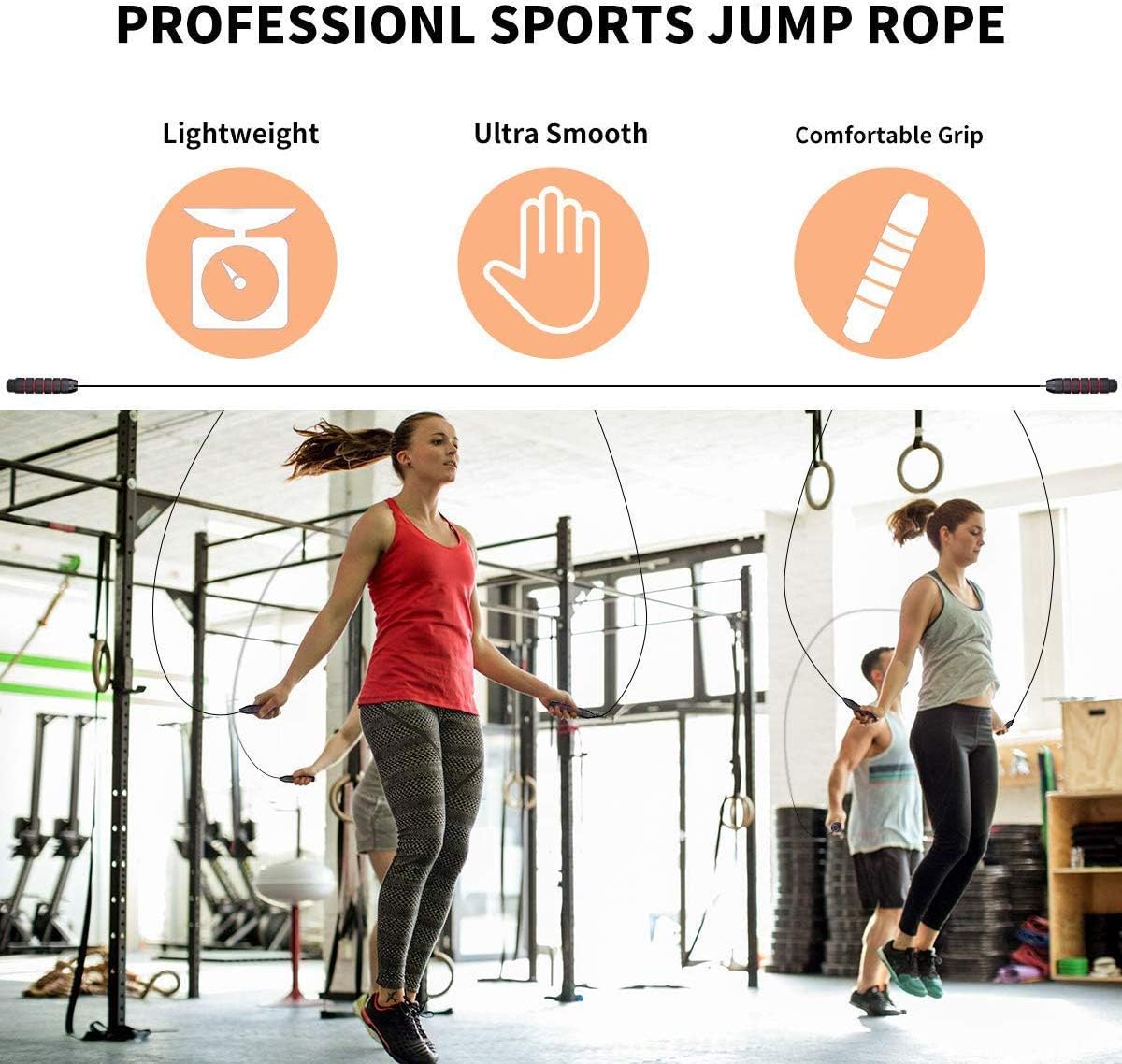 Jump Rope ，Angle-Free Ball Bearing Fast Rope Skipping Adjustable Memory Foam Anti Skid Handle Skipping Rope New Fitness Speed Rope for Men and Women Suitable for Aerobic Exercise