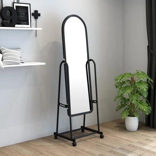 Full Length Mirror with Wheels Body Standing Hanging Floor Swivel Tilting Wall Mounted Arch Dressing Makeup Bedroom Hallway Storage Rack