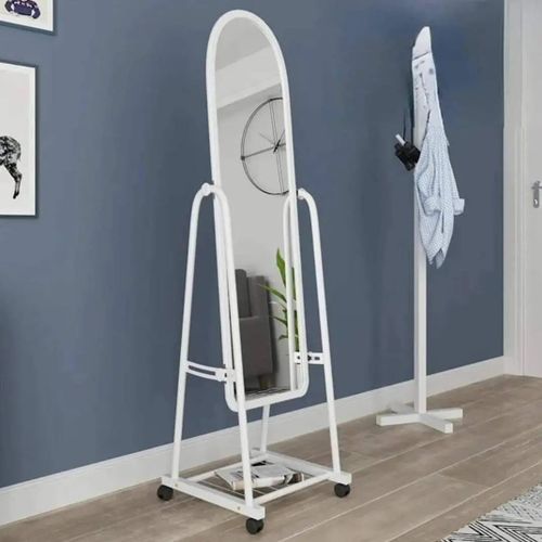 Full Length Mirror with Wheels Body Standing Hanging Floor Swivel Tilting Wall Mounted Arch Dressing Makeup Bedroom Hallway Storage Rack