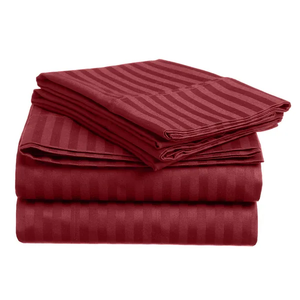 Full Size Moss Striped Bed Sheet Set - 800 TC Egyptian Cotton Bedding - Upto 18 Inch Deep Pocket of Cotton Sheets - 6 Piece Premium Sheet Set Cotton King size