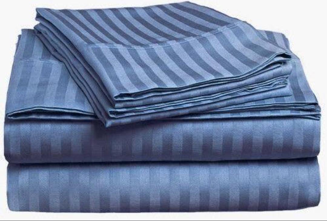 Full Size Moss Striped Bed Sheet Set - 800 TC Egyptian Cotton Bedding - Upto 18 Inch Deep Pocket of Cotton Sheets - 6 Piece Premium Sheet Set Cotton King size