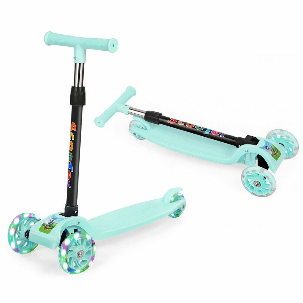 Folding 3 Wheel Scooter for Kids,Toddler Scooter with LED Light Up Wheels, Adjustable Height & Best Gifts for Kids