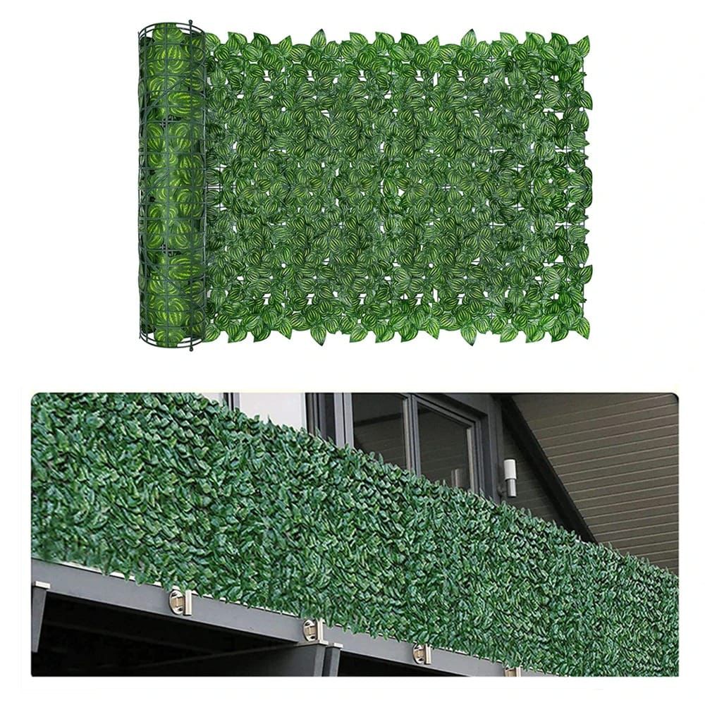 Artificial Privacy Fence Screen, Outdoor Expandable Balcony Hedges Fake Leaf, Balcony Fence Screening and Trellis Panel with Faux Ivy Vine Leaf for Wall Screen, Outdoor Garden, Christmas Decor
